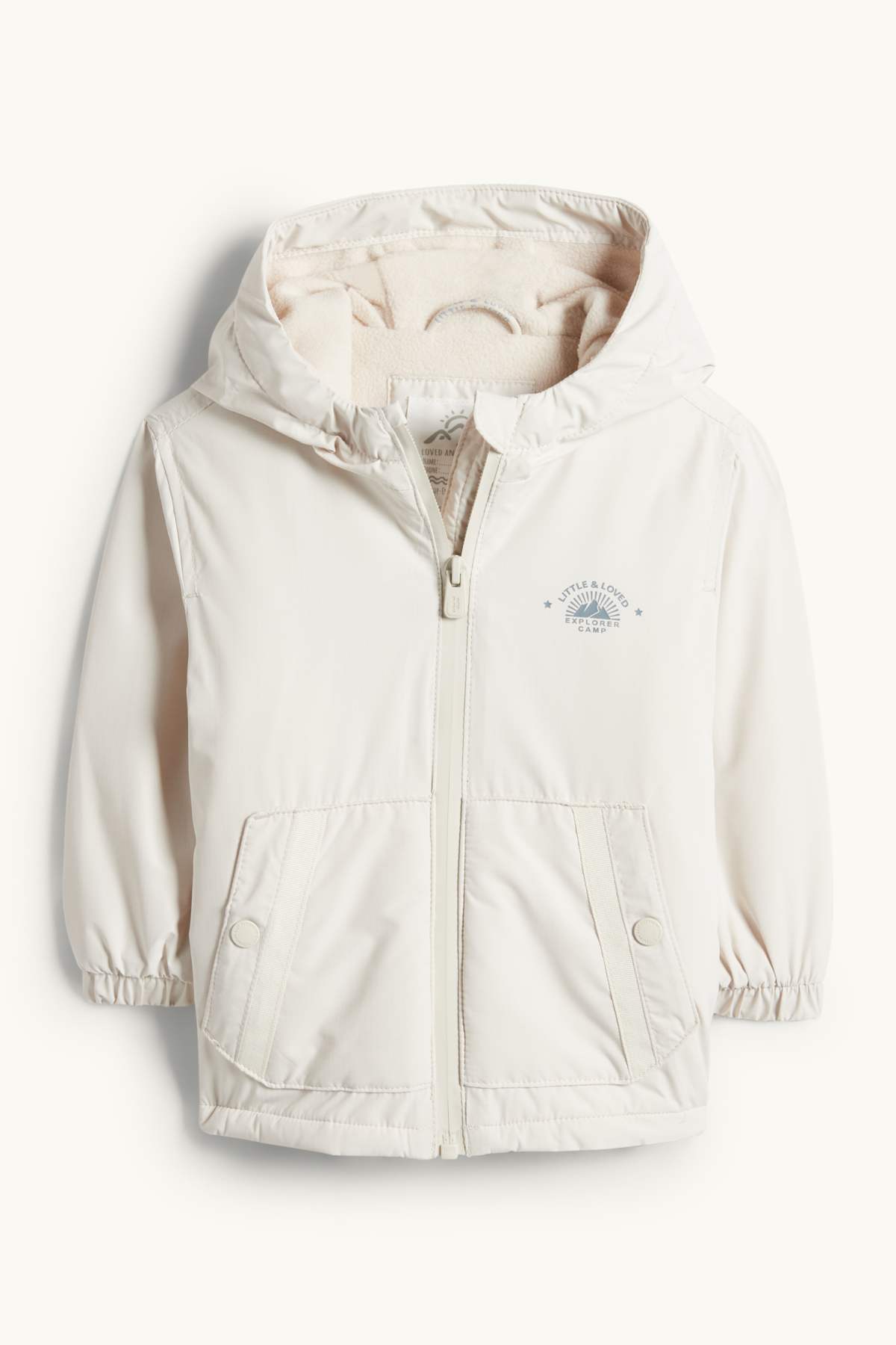 Hooded Fleece-Lined Jacket - Cream